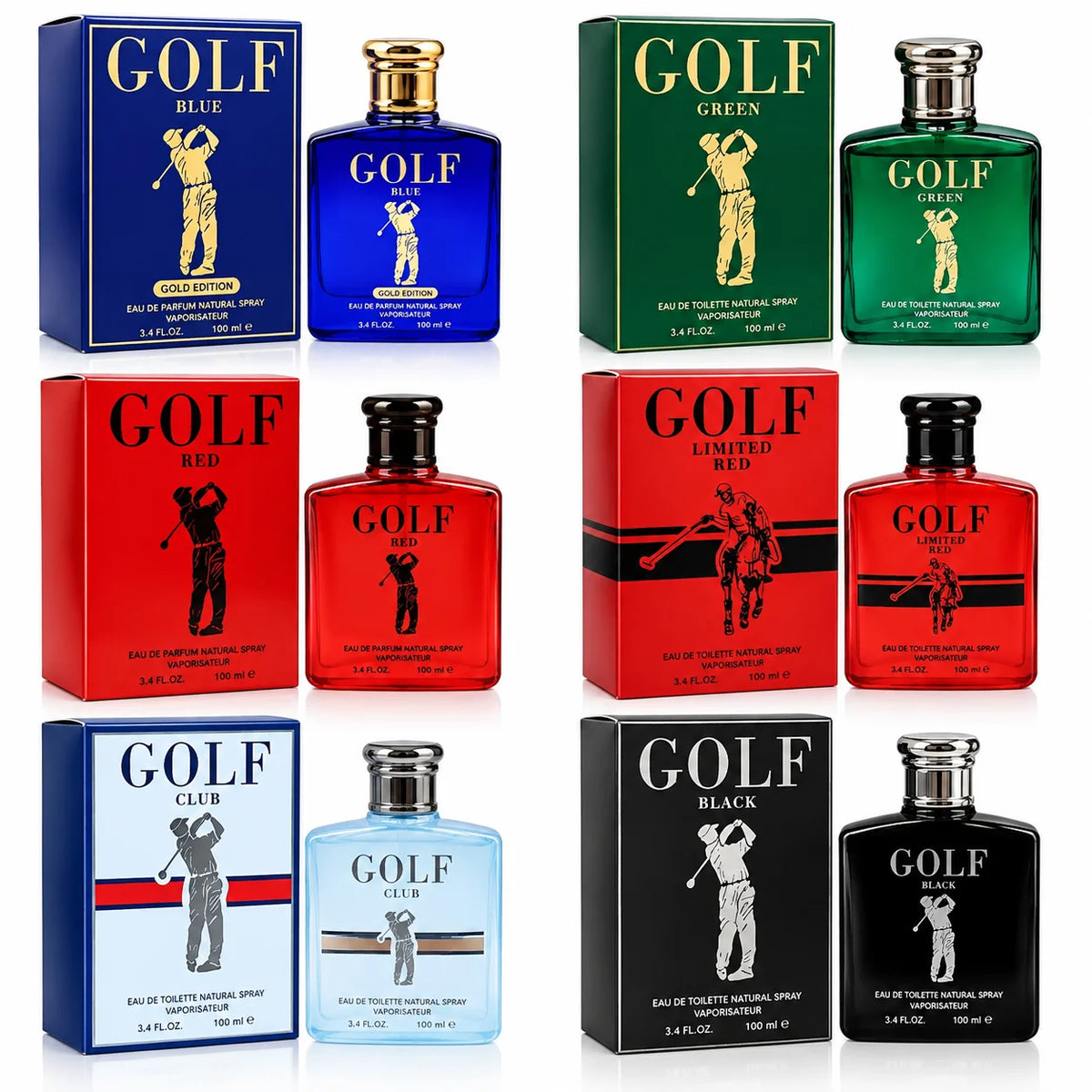 GOLF Collection for Men 6 Piece - EDT & EDP Perfume Set - Long Lasting Men's Fragrance Collection