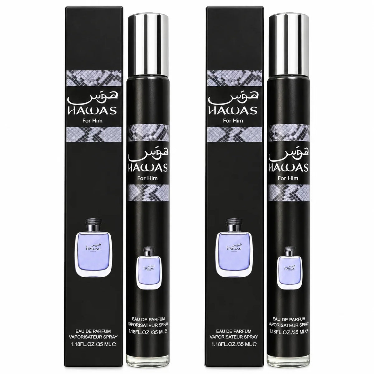 Hawas for Him Men’s Travel Perfume Spray – 2 Pack