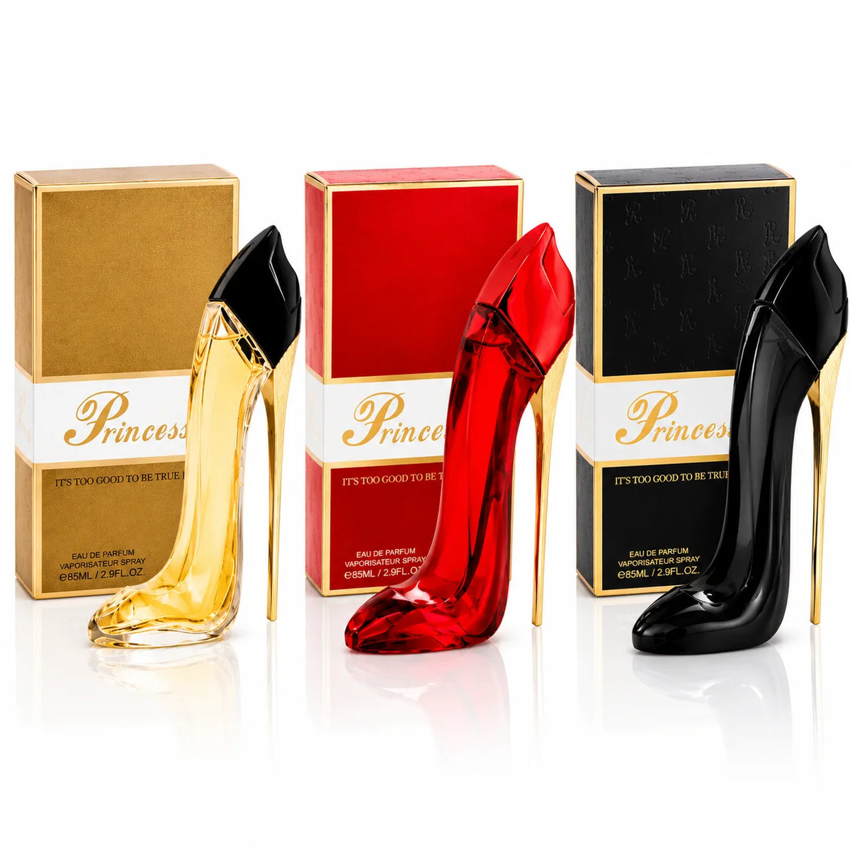 Princess High Heel Perfume Gift Set 3 Pack - Eau de Parfum Spray for Women - 85ml Women's Fragrance Collection