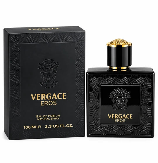 Vergace Eros Black Eau de Parfum 100ml / 3.3 Fl Oz - Men's Fragrance Spray - Full Size EDP Cologne for Men - Everyday and Evening Scent