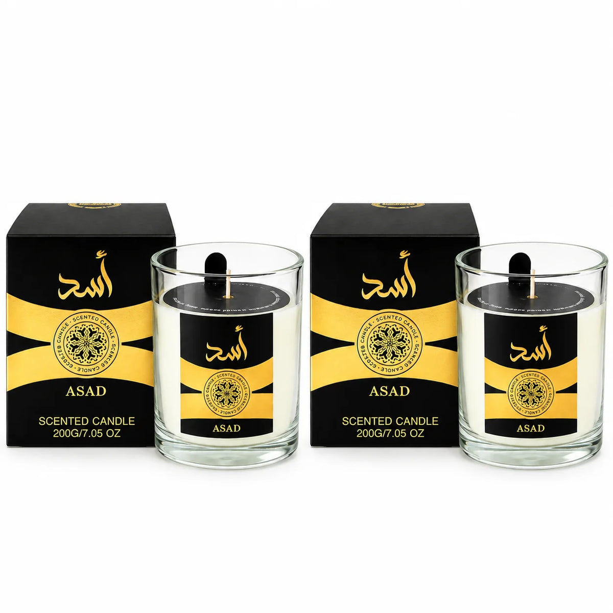 Asad Fragranced Candle 2 Pack, 7.05 Oz / 200g Each – Unisex Scented Candles for Home, Bedroom & Living Room, Decorative Home Fragrance Candles