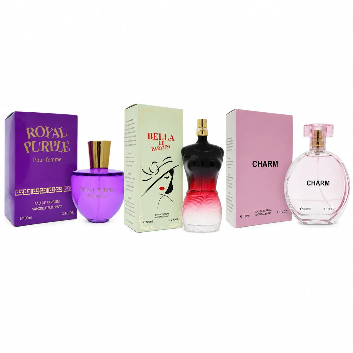 Women's Perfume Gift Set 3-Pack Charm Bella Le Parfum Royal Purple