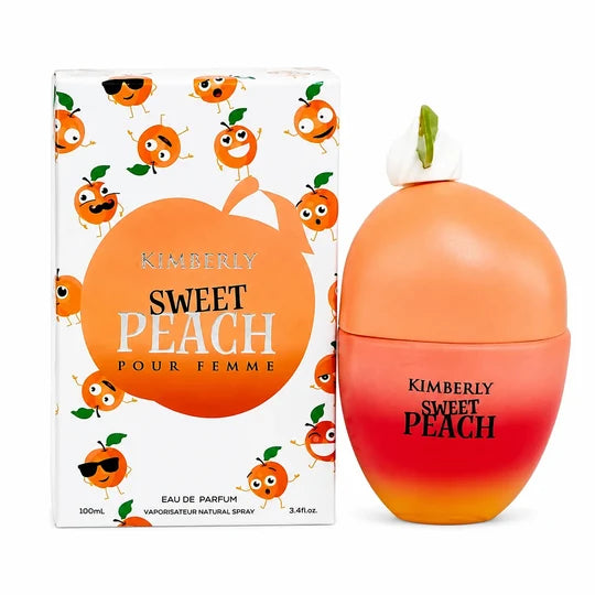 Kimberly Sweet Peach Eau de Parfum for Women 3.4 Fl Oz (100ml) – Long Lasting Fruity Floral Peach Perfume, Sweet Feminine Fragrance Spray for Daily Wear & Gifts