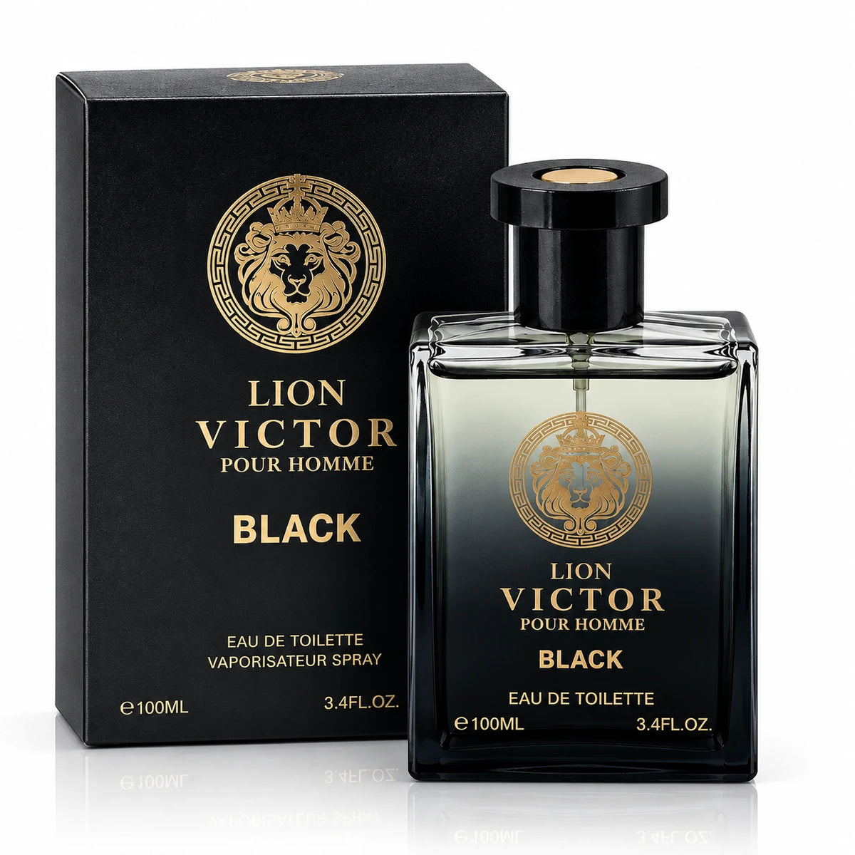 Lion Victor Black Pour Homme for Men - 100ml / 3.4 Fl Oz Eau de Toilette Woody Cologne Spray Natural