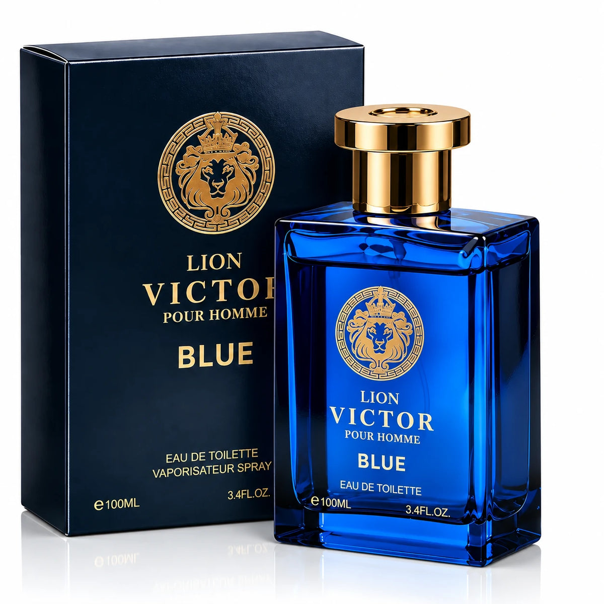 Lion Victor Blue for Men - 100ml / 3.4 Fl Oz Eau de Toilette Spray, Fresh Aquatic Citrus Scent Daily