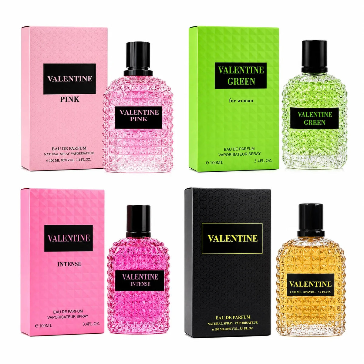 Valentine Perfume Gift Set for Women | Pink, Green, Intense & Classic Eau De Parfum Collection