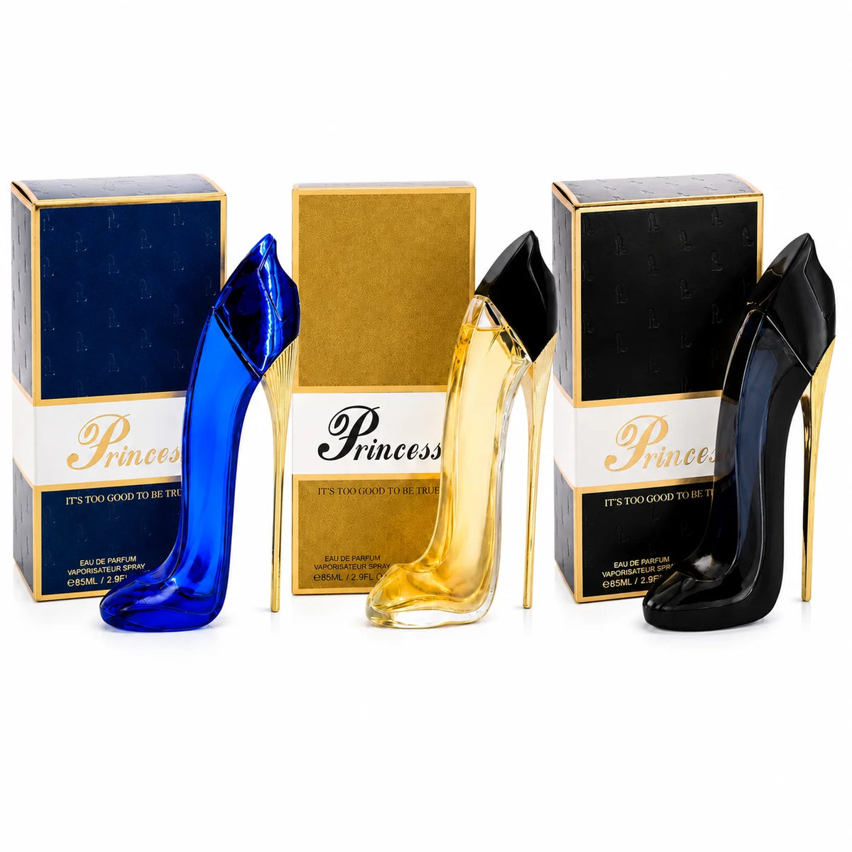 Princess High Heel Eau de Parfum Gift Set – 3 Piece Perfume Spray Collection for Women, 85ml