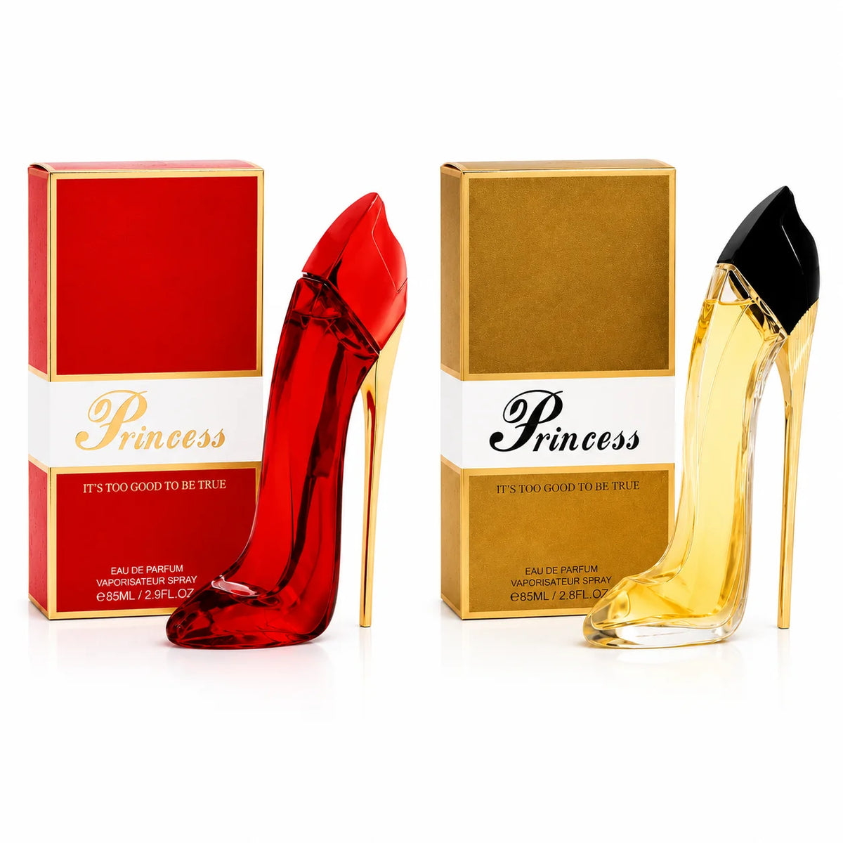 Princess High Heel Perfume for Women 2 Pack - Eau de Parfum Fragrance Gift Set - Red and Gold Women's Perfume