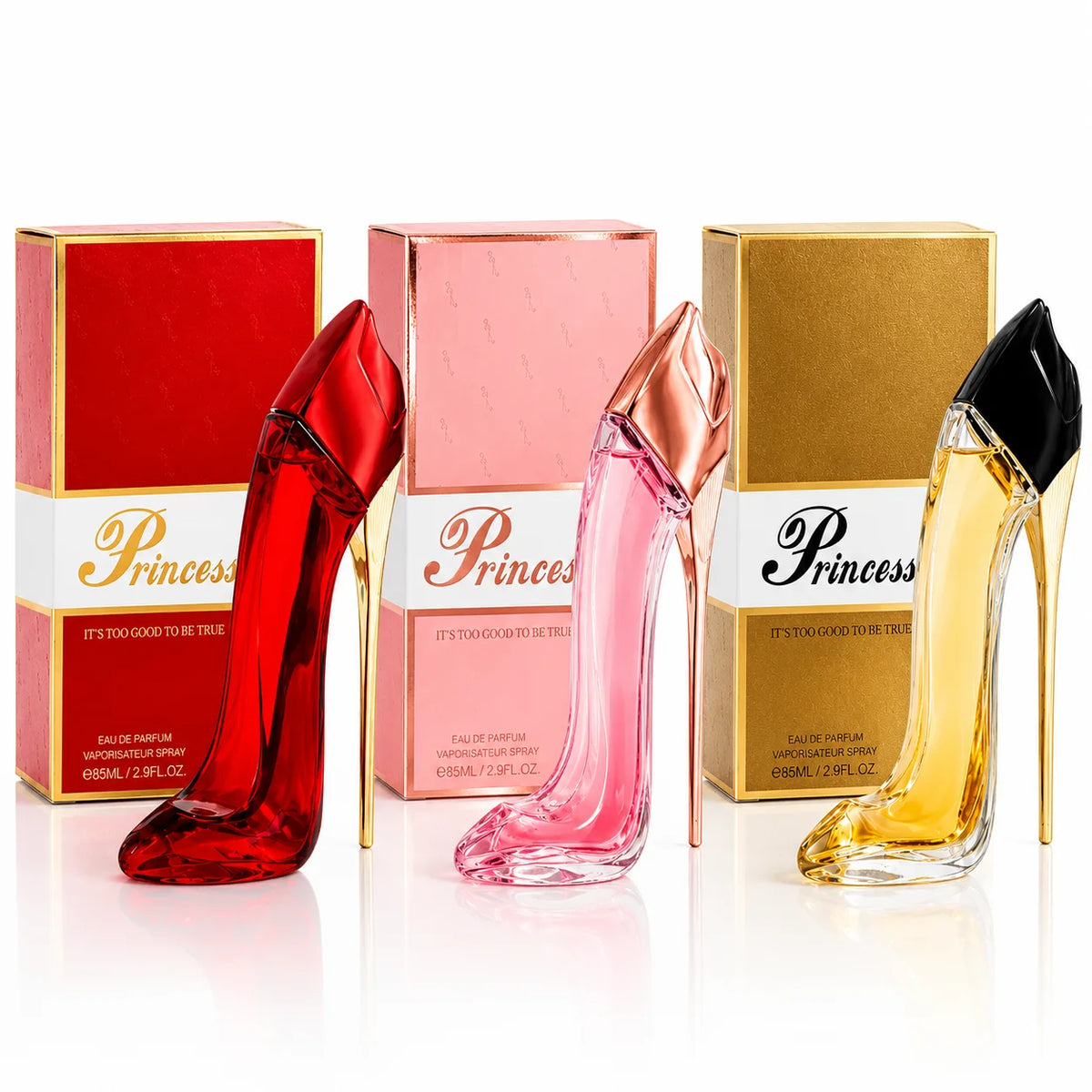 Princess High Heel Perfume Gift Set for Women – 3 Piece Eau de Parfum Collection, Pink, Gold & Red Long Lasting Floral, Oriental & Gourmand Fragrance Bundle, Women's Perfume Gift Set