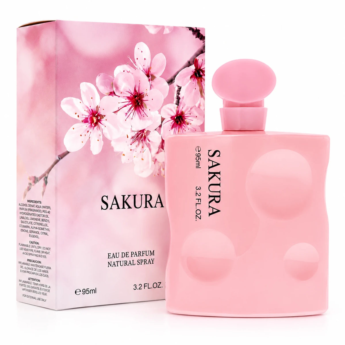 Sakura Eau De Parfum for Women 95ml (3.2 Fl Oz) - Cherry Blossom Floral Perfume - Long Lasting Scent