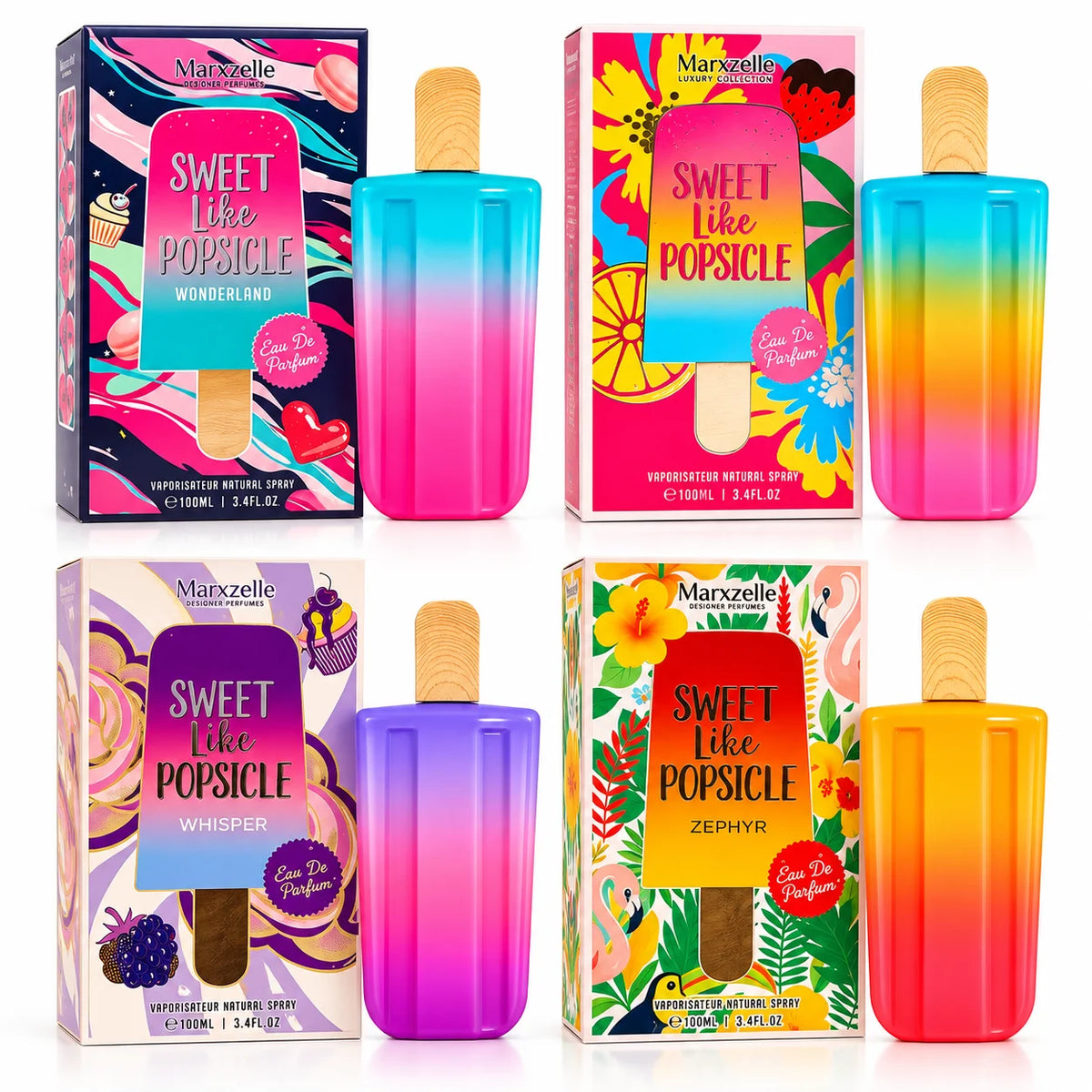 Sweet Like Popsicle 4 Piece Perfume Set for Women – Sweet Fruity Floral Fragrance Collection