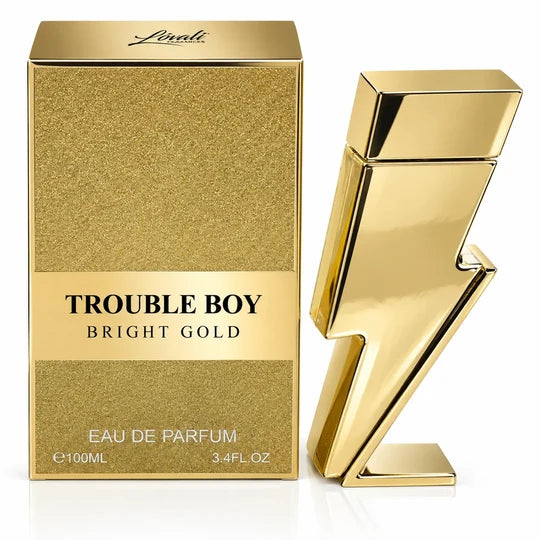 Trouble Boy Bright Gold Eau de Parfum 100ml / 3.4 Fl Oz – Men's EDP Perfume Spray, Full Size Fragrance for Men, Daily & Evening Wear