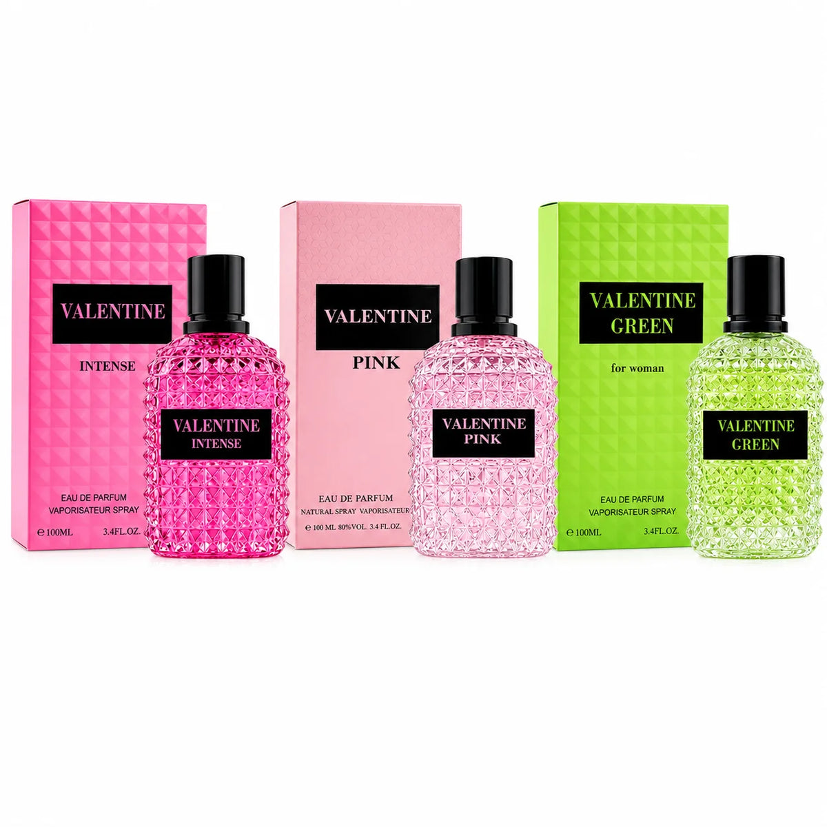 Valentine Perfume Gift Set Pink Green Intense 3-Piece