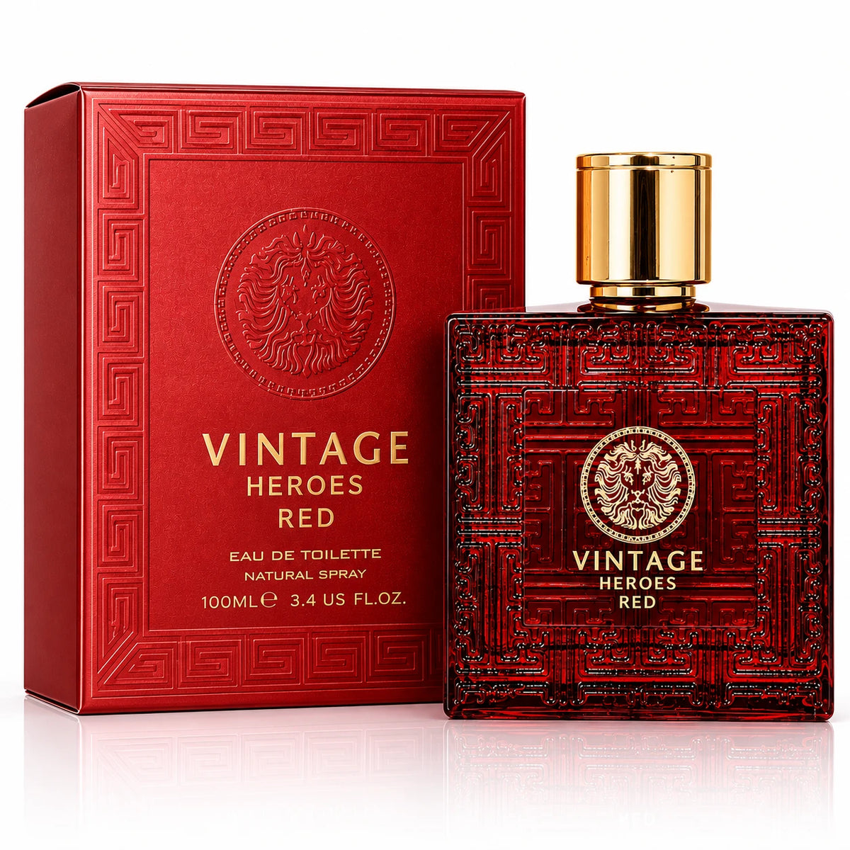 Vintage Heroes Red 3.4 oz Eau de Toilette for Men - Long Lasting Woody Fresh Fragrance Spray EDT