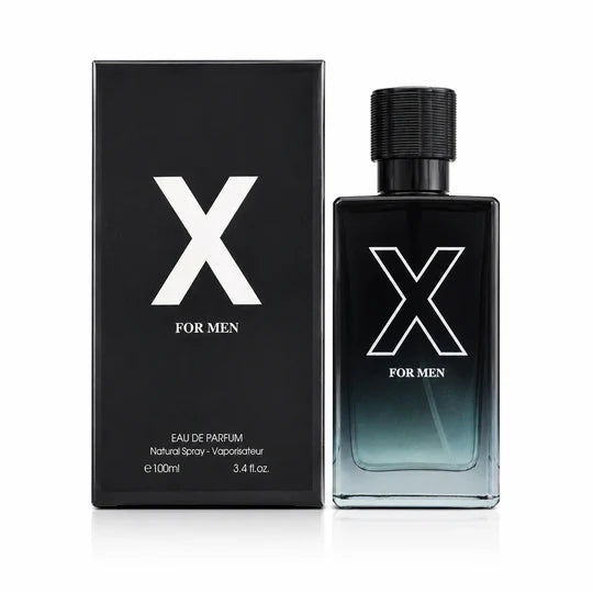 X for Men Eau de Parfum 3.4 Fl Oz (100ml) – Long Lasting Fresh Woody Aromatic Cologne for Men with Citrus, Amber, Musk & Cedar Notes – Premium Masculine Fragrance Gift