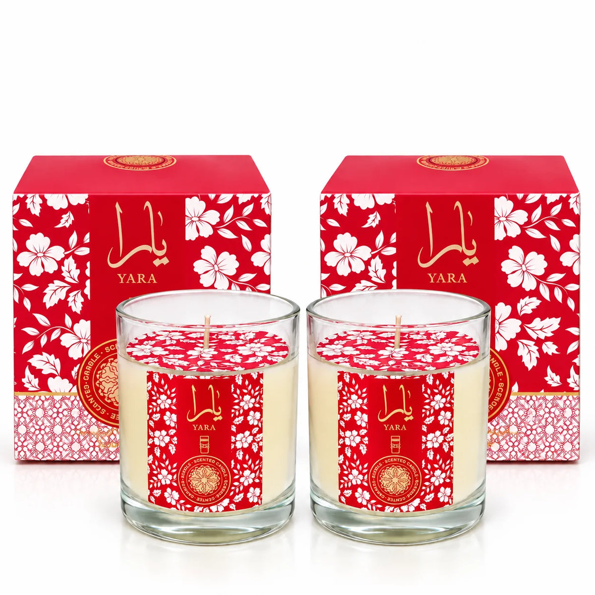 Yara 2-Pack Fragranced Candles for Women – Scented Candles for Home, Bedroom & Living Room, Decorative Glass Jar Candles for Home Fragrance & Relaxing Ambiance
