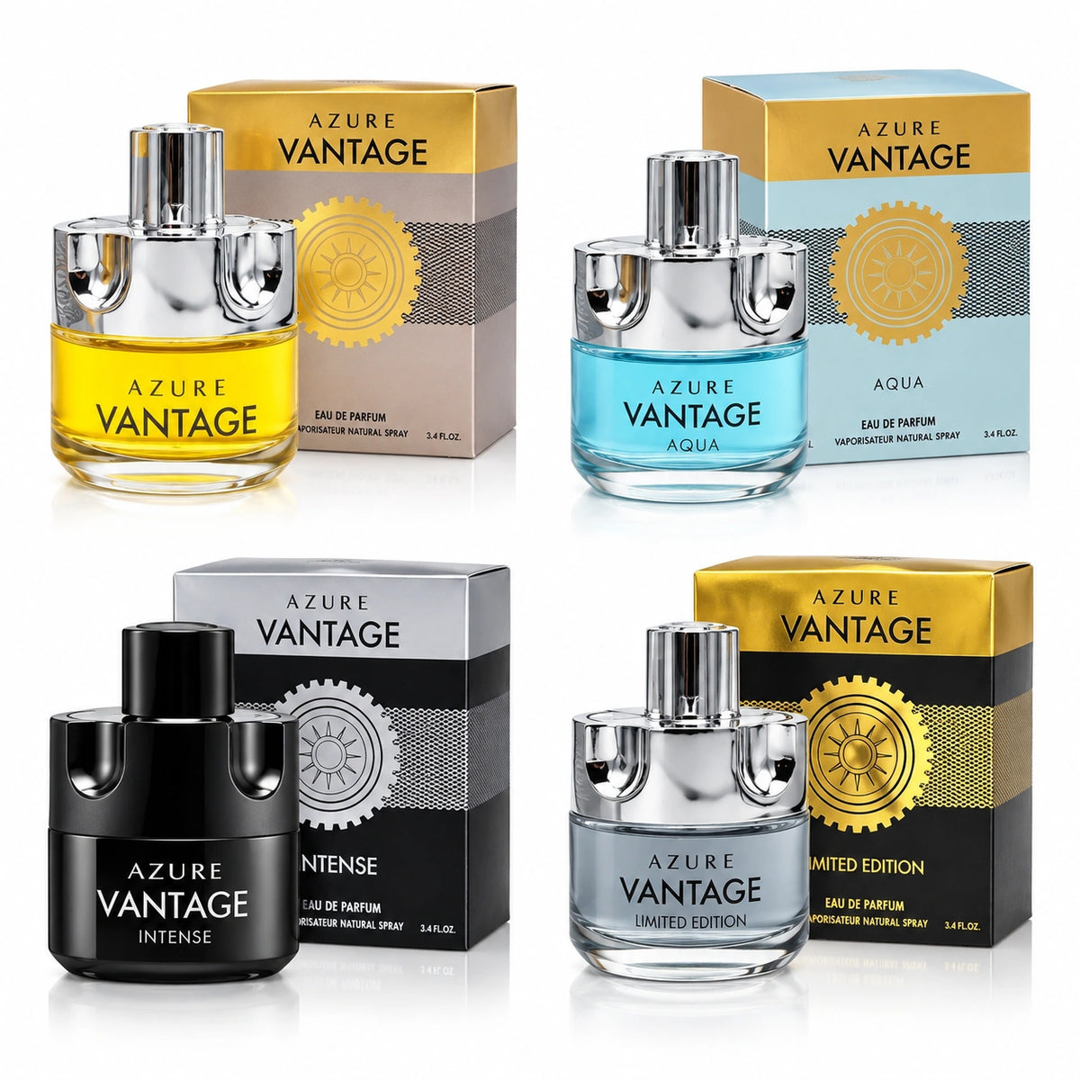 Azure Vantage 4-Piece EDP Collection for Men – Fresh Fragrance - Long Lasting Men's Perfume Set
